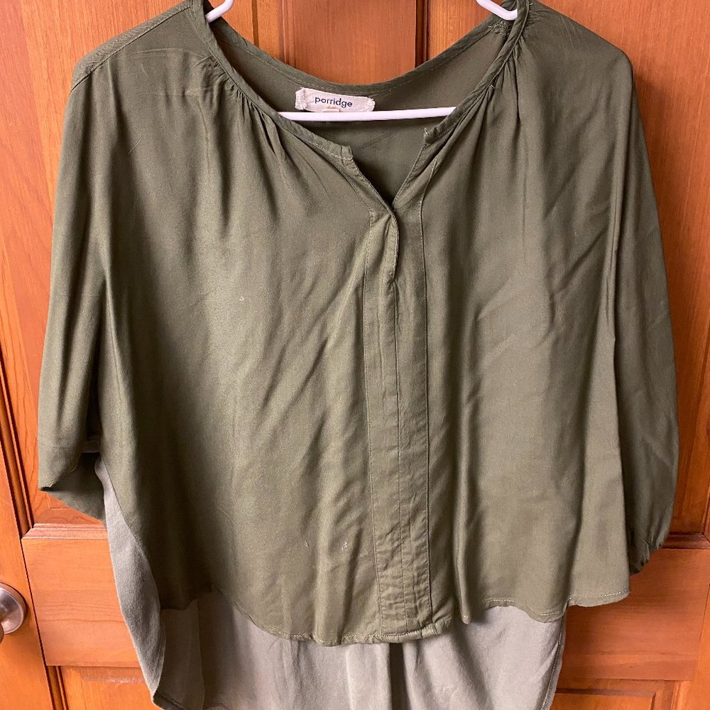 Porridge Women's Green Olive Blouse Size Small In Great Shape!!